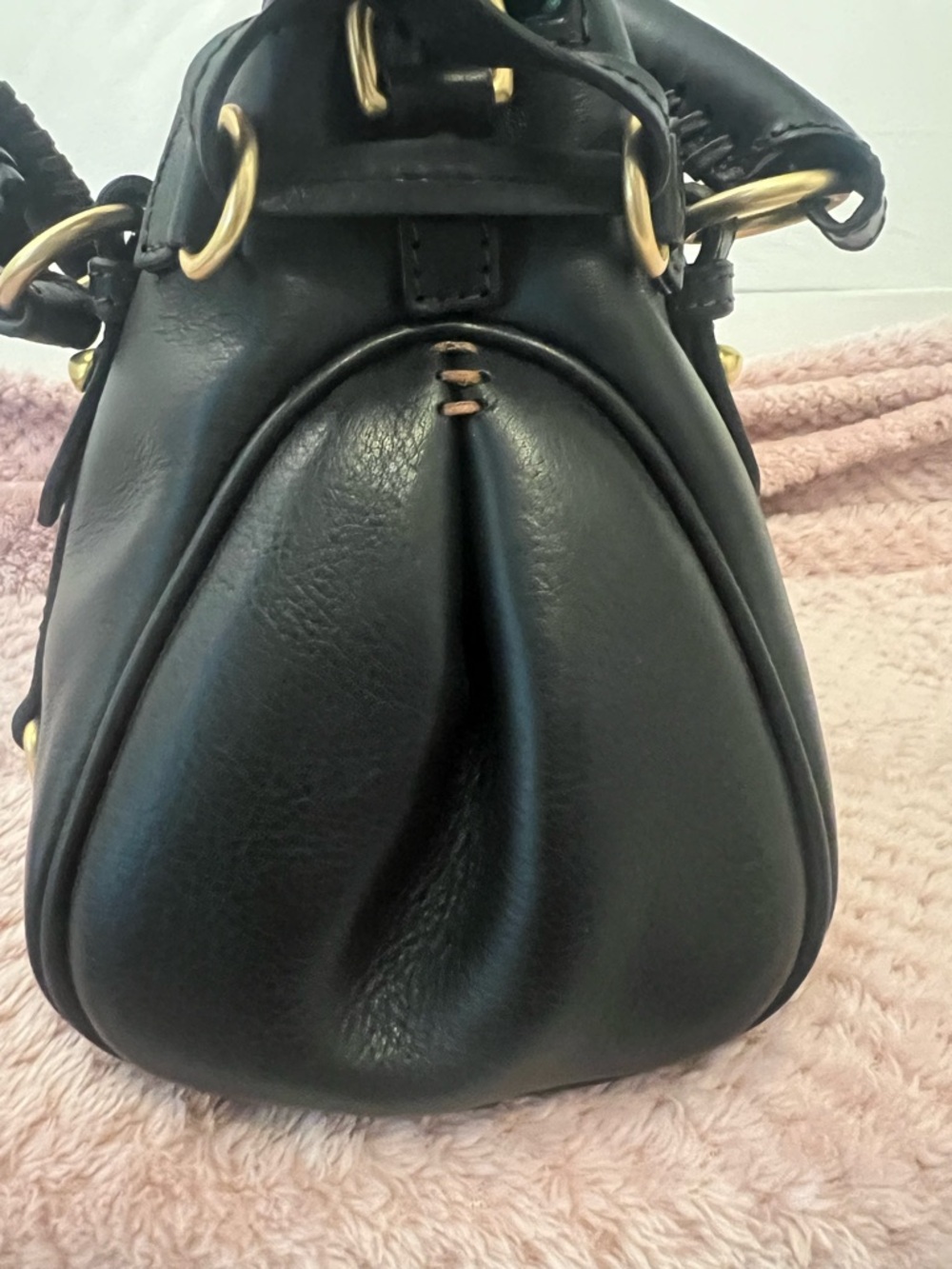 Dooney & Bourke Black Florentine Leather Satchel with Gold Hardware - Picture 5 of 14